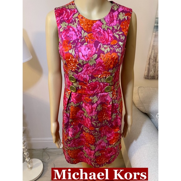 MICHAEL Michael Kors Dresses & Skirts - Michael Kors Floral‎ Dress W/Logo Buttons Sz 6